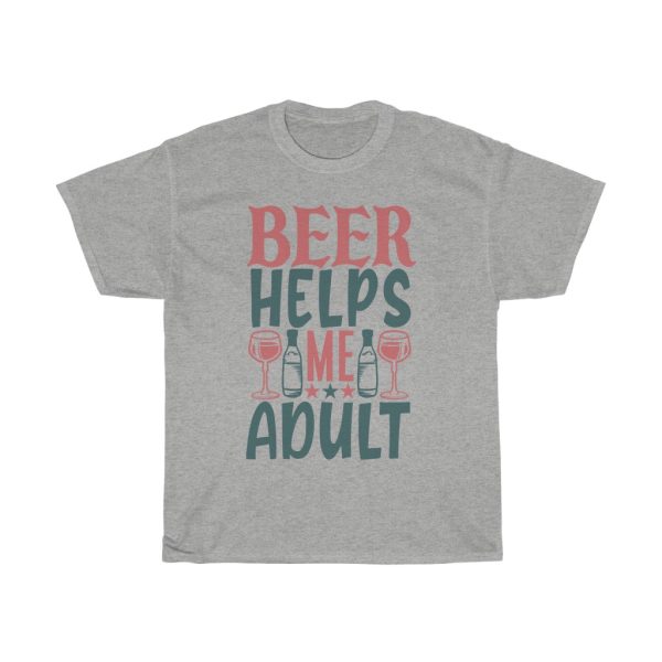 Beer Helps Me Adult Tshirt