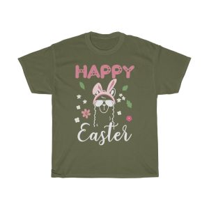 A Happy Easter Day Llama With Rabbit Tshirt